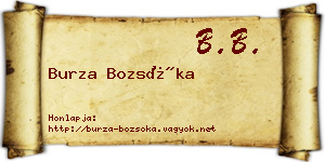 Burza Bozsóka névjegykártya